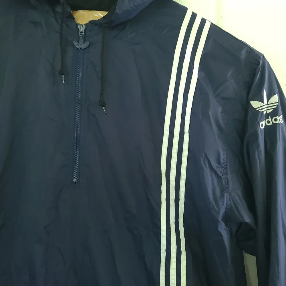 90s~00'S Adidas Half Zip Nylon blue Pullover Men's Size XL Vintage eaa504395 EUC